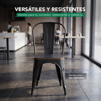 Thumbnail for Set De 4 Sillas Tolix Con Asiento De Madera Metalica Acero