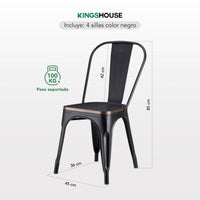 Thumbnail for Set De 4 Sillas Tolix Con Asiento De Madera Metalica Acero