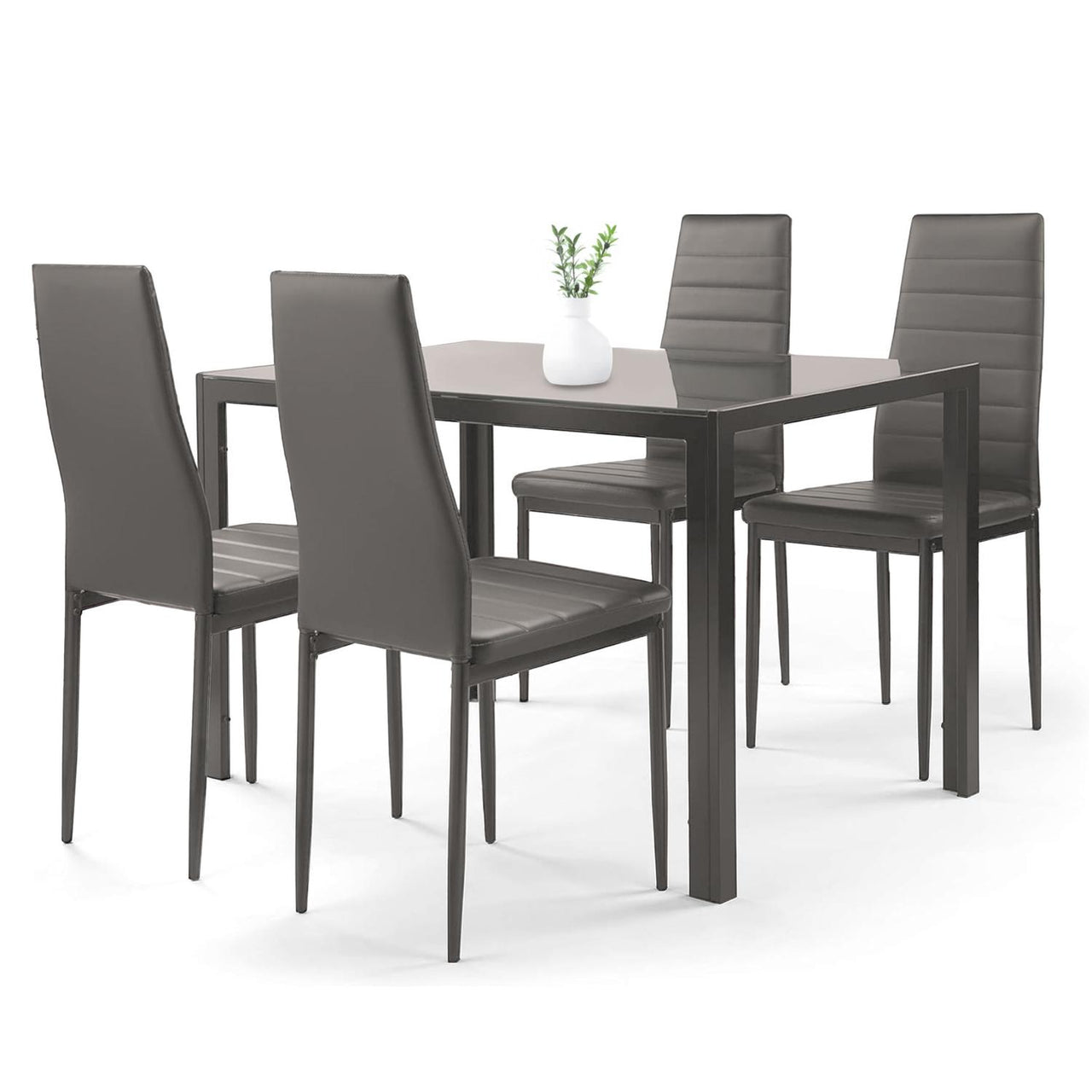 Set de Comedor Moderno Con 4 Sillas y Mesa de Vidrio