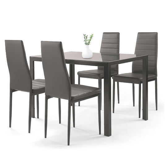 Set de Comedor Moderno Con 4 Sillas y Mesa de VidrioDNGLEX4 - GRI