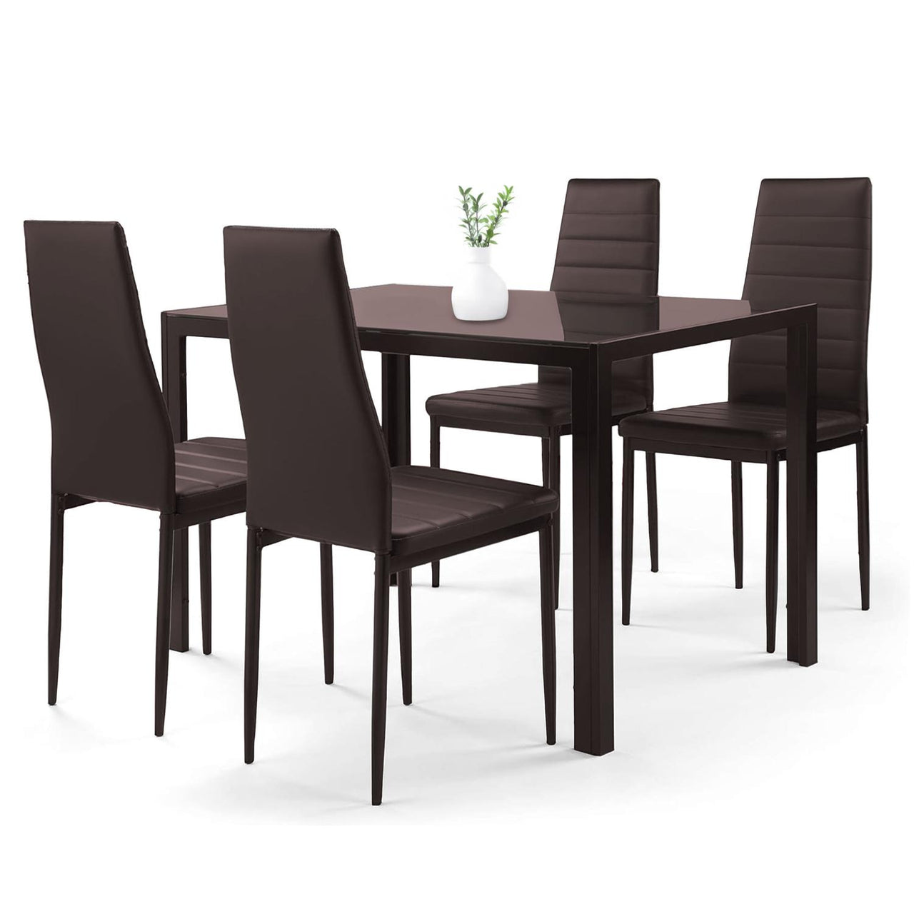 Set de Comedor Moderno Con 4 Sillas y Mesa de Vidrio