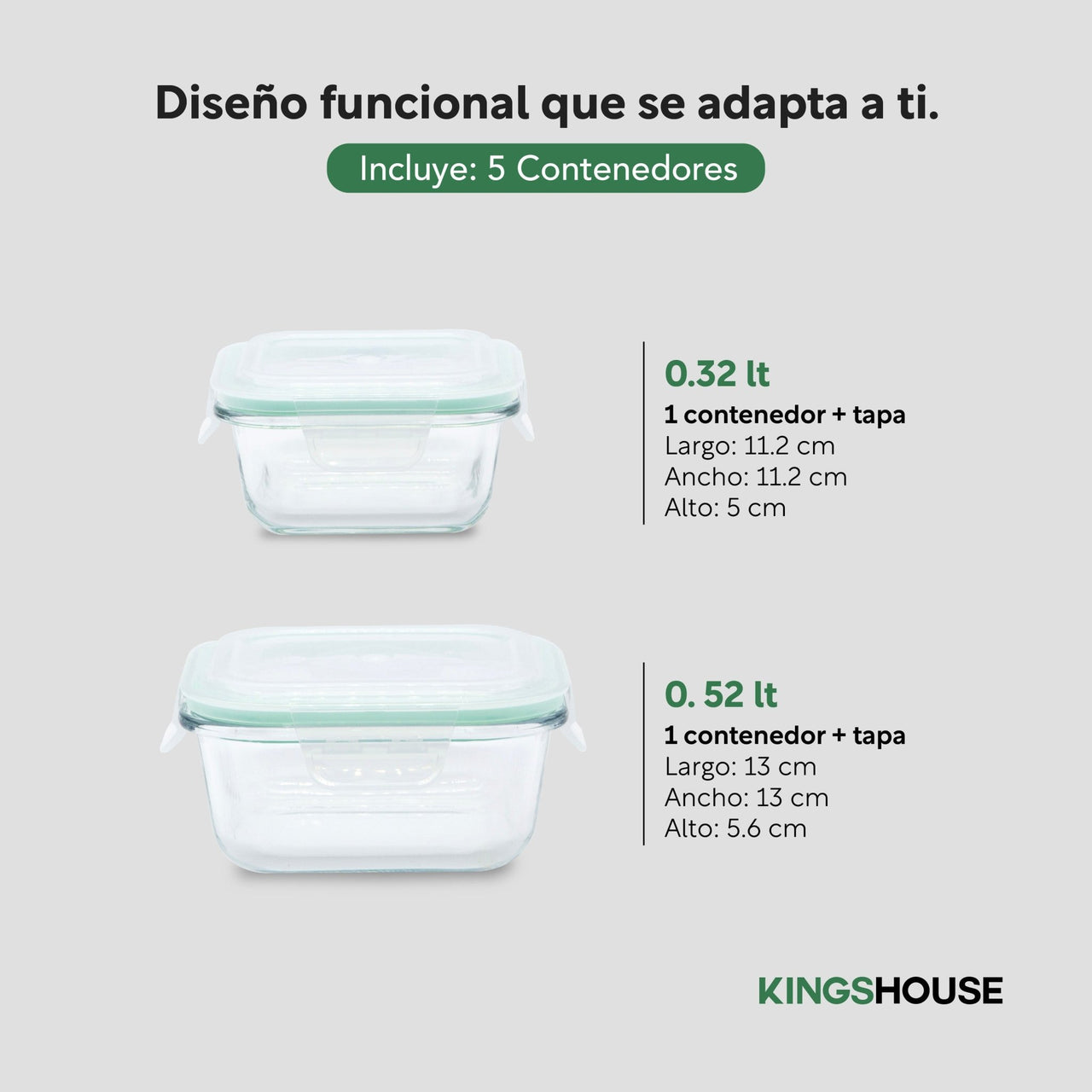 Set De Contenedores Hermeticos Recipiente De Vidrio 5pzas