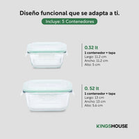 Thumbnail for Set De Contenedores Hermeticos Recipiente De Vidrio 5pzas