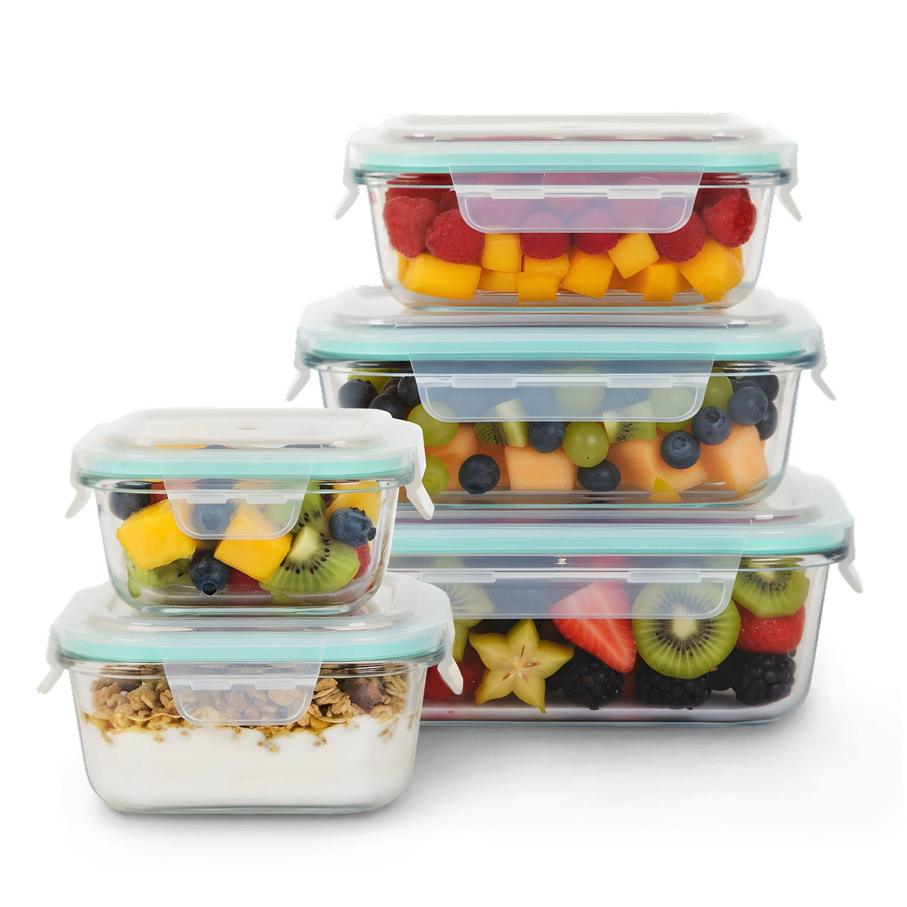 Set De Contenedores Hermeticos Recipiente De Vidrio 5pzas