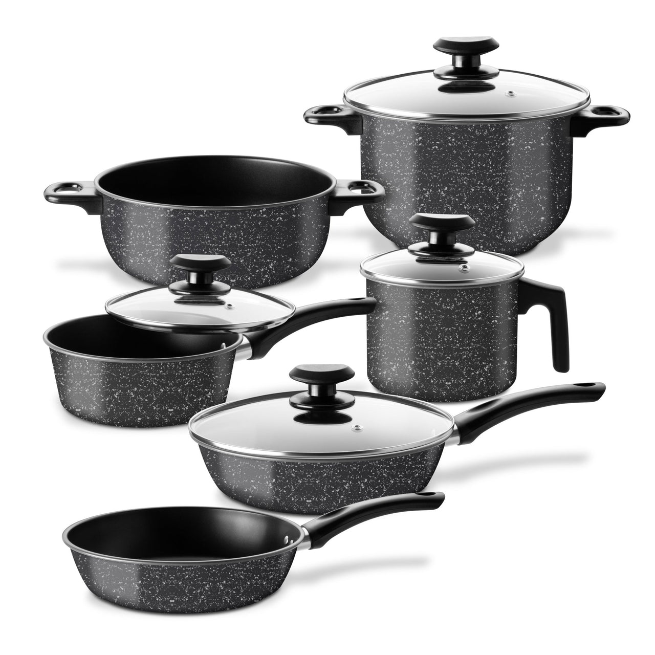 Set de Ollas, Sartenes y Hervidor de Acero de Carbono