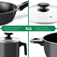 Thumbnail for Set de Ollas, Sartenes y Hervidor de Acero de Carbono