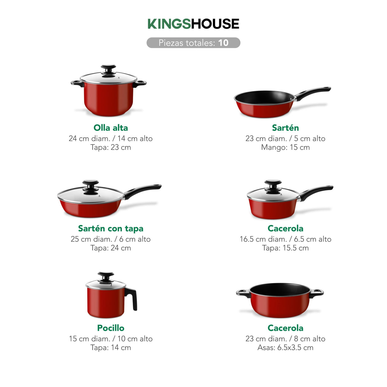 Set de Ollas, Sartenes y Hervidor de Acero de Carbono