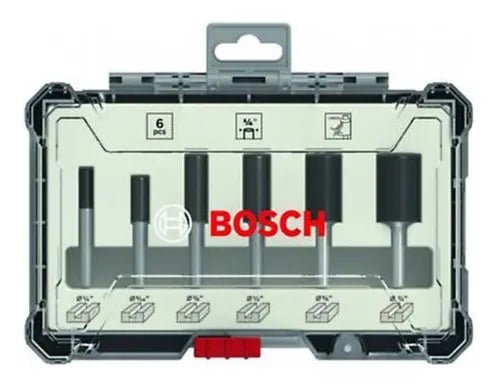Set Fresas Rectas 1/4 In 6 Piezas Para Madera Carpintero Bosch