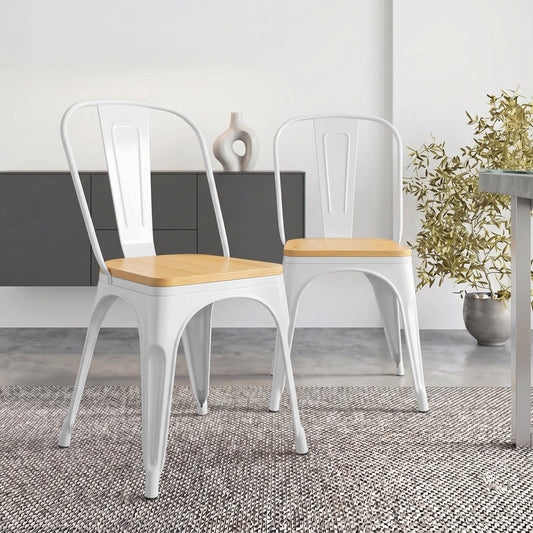 Set Silla Tolix Metal Asiento Madera 2 Pzas Vintage ExteriorTOLIXKIT2-CLA2NEM