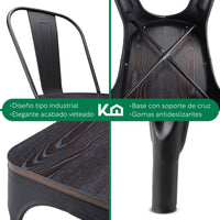 Thumbnail for Sillas Tolix 2 Piezas Metal y Madera Comedor Restaurante