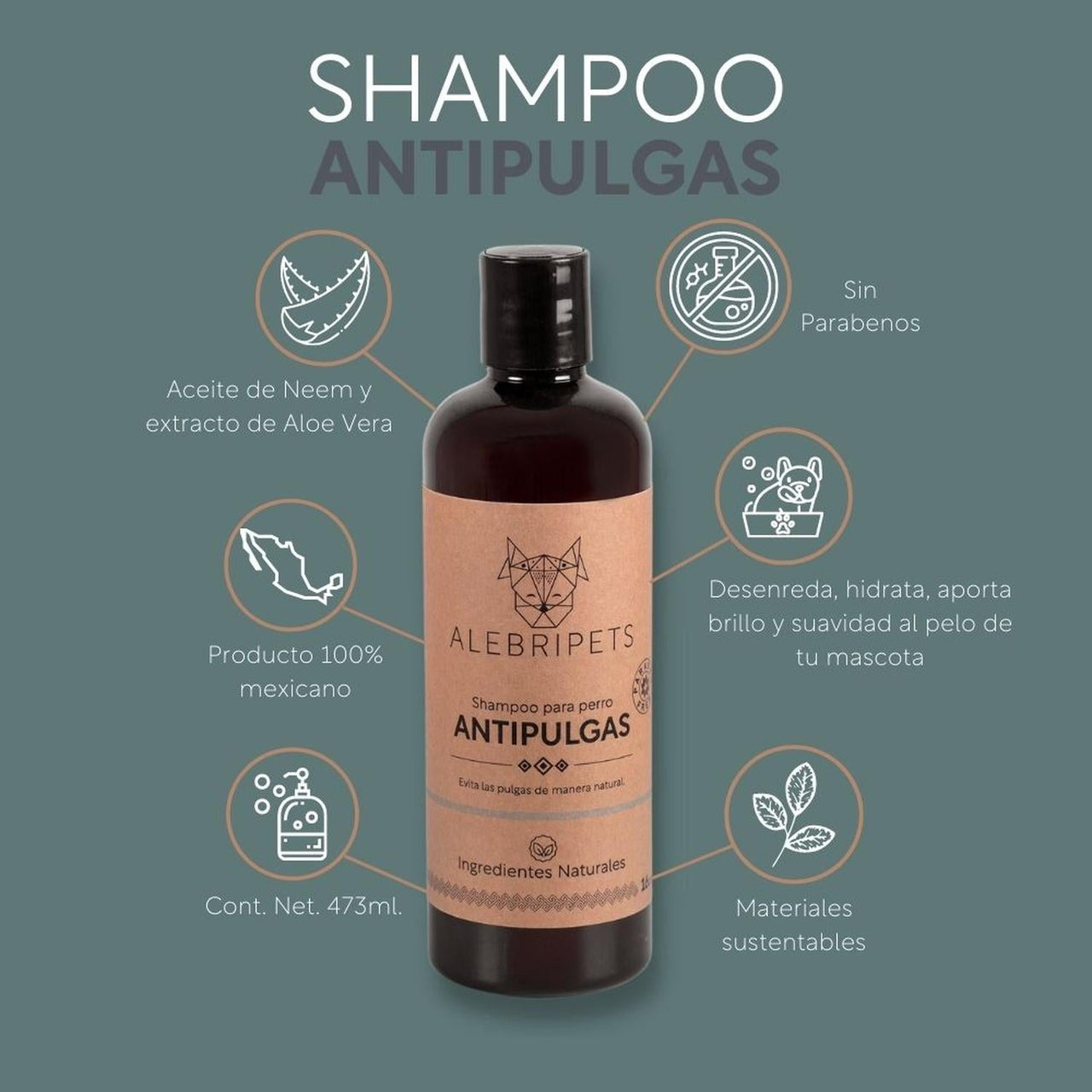 Shampoo Antipulgas Para Perro Libre De Sulfatos Y Parabenos