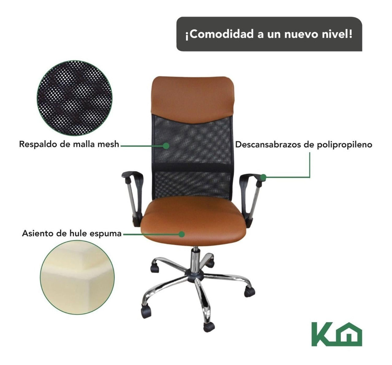 Silla De Oficina Ejecutiva Ergonomica Piel Sintetica Mesch