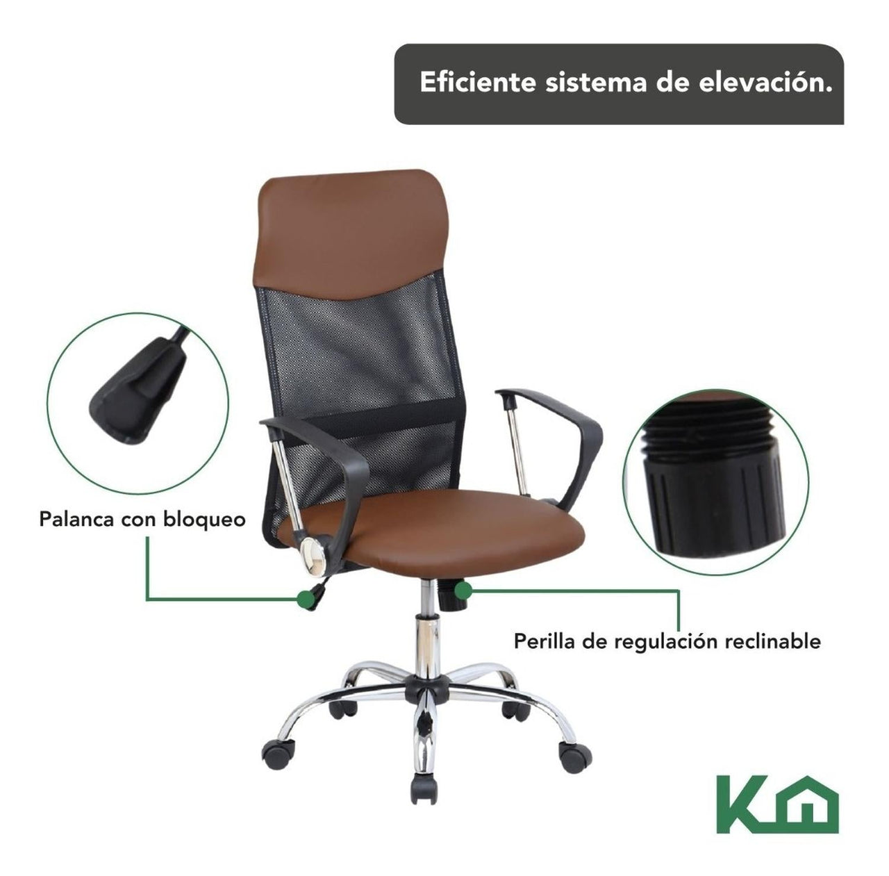 Silla De Oficina Ejecutiva Ergonomica Piel Sintetica Mesch