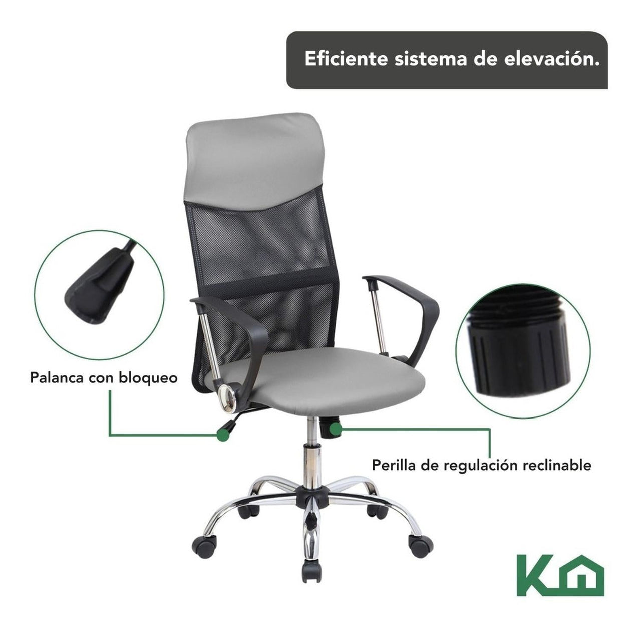 Silla De Oficina Ejecutiva Ergonomica Piel Sintetica Mesch