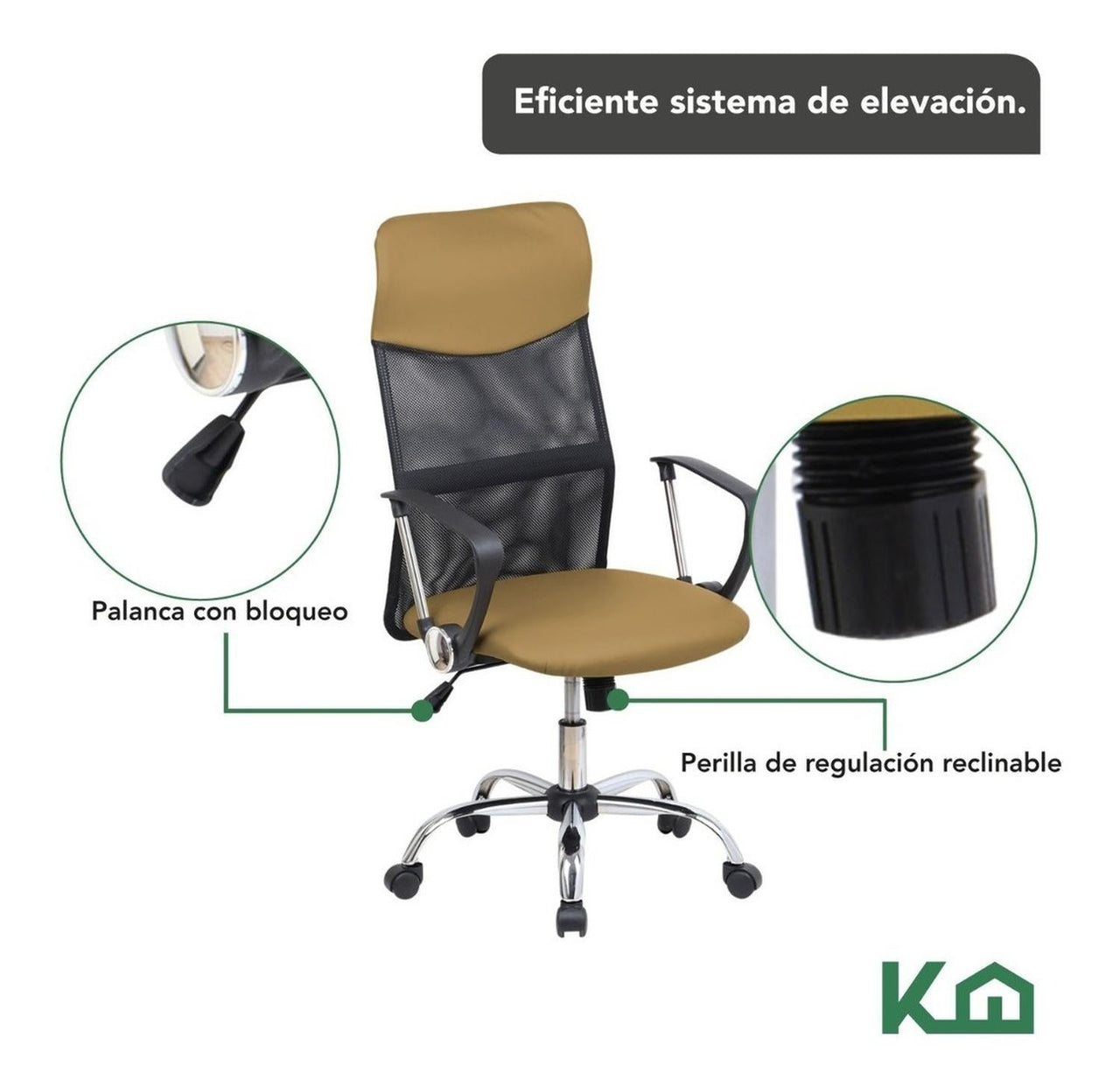 Silla De Oficina Ejecutiva Ergonomica Piel Sintetica Mesch