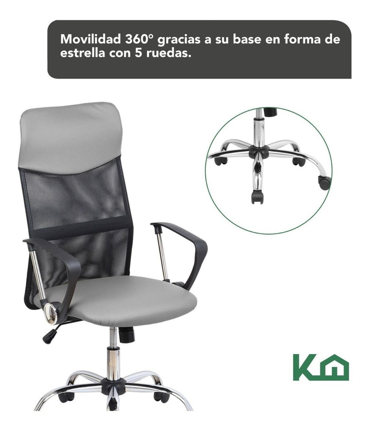 Silla De Oficina Ejecutiva Ergonomica Piel Sintetica Mesch