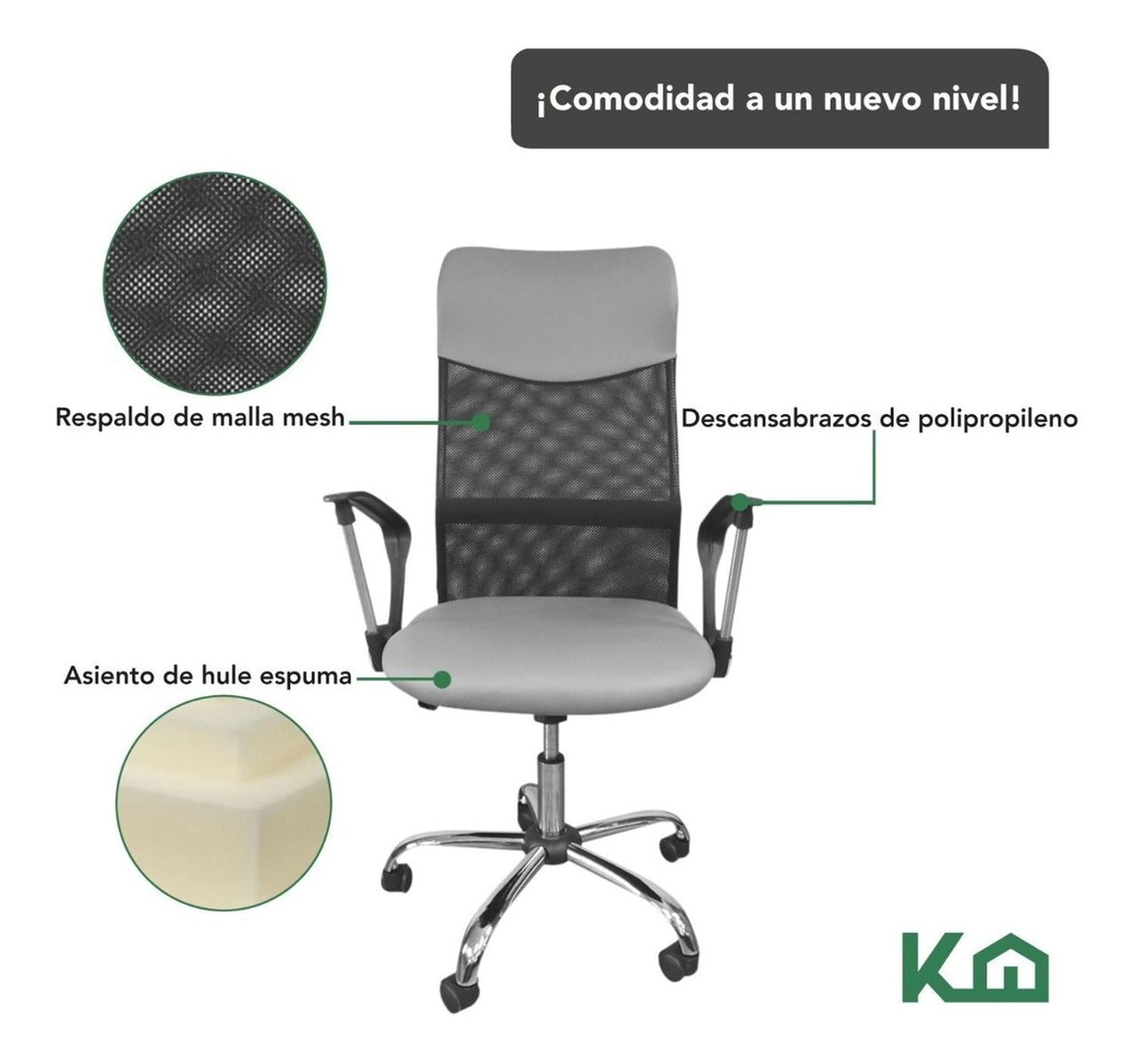 Silla De Oficina Ejecutiva Ergonomica Piel Sintetica Mesch