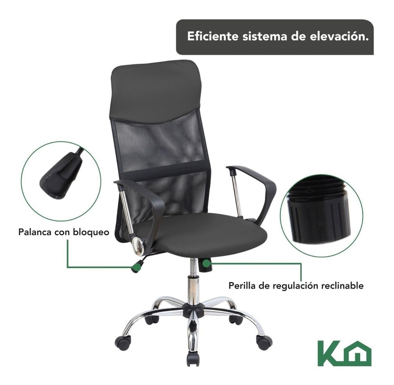 Silla De Oficina Ejecutiva Ergonomica Piel Sintetica Mesch