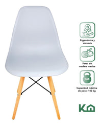 Thumbnail for Silla Tipo Eames Tulip Madera Moderna Comedor Restaurante