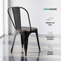 Thumbnail for Silla Tolix Metal Asiento Madera Vintage Restaurante Moderna