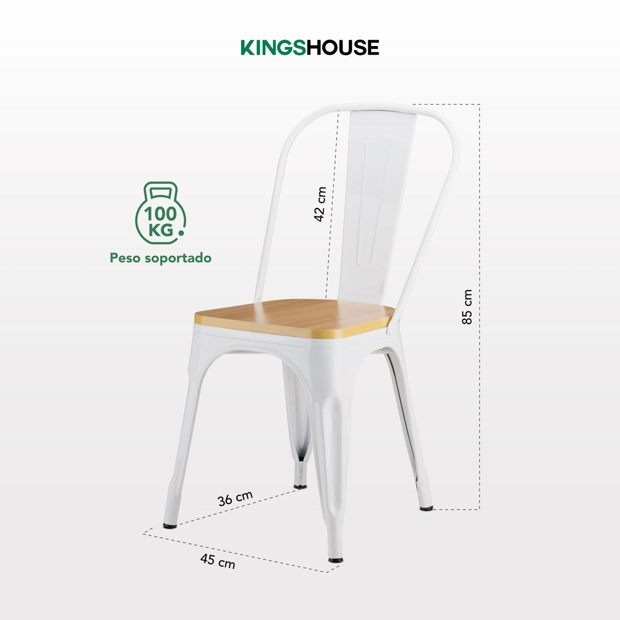 Silla Tolix Metal Asiento Madera Vintage Restaurante Moderna
