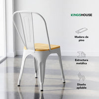 Thumbnail for Silla Tolix Metal Asiento Madera Vintage Restaurante Moderna