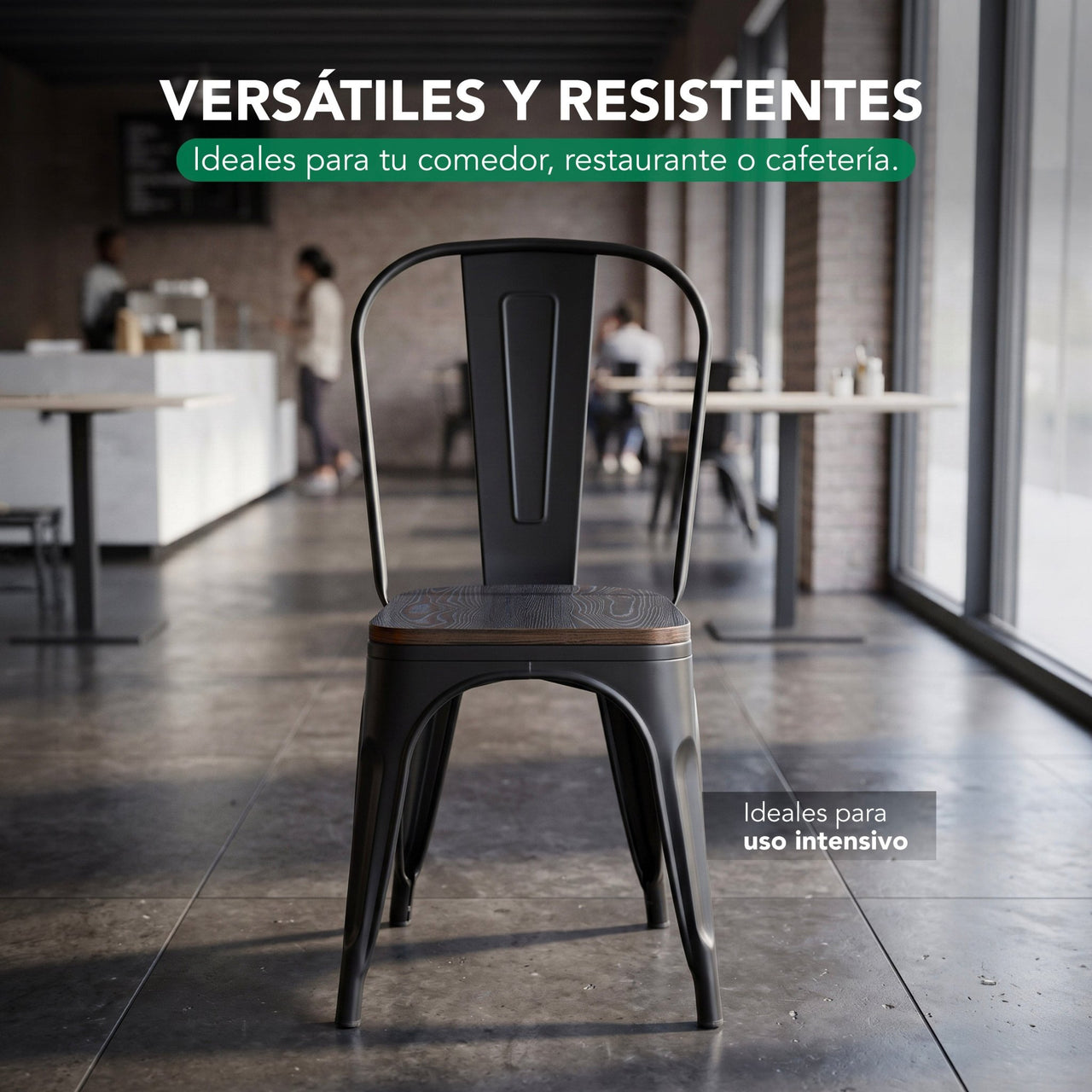Silla Tolix Metal Asiento Madera Vintage Restaurante Moderna