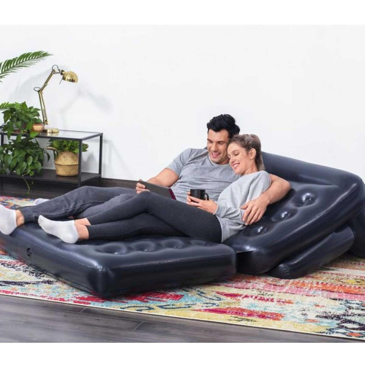 Sillón Cama Inflable Posiciones 5 en 1 Color Negro 188 x 152 x 64 cm 75055 Bestway