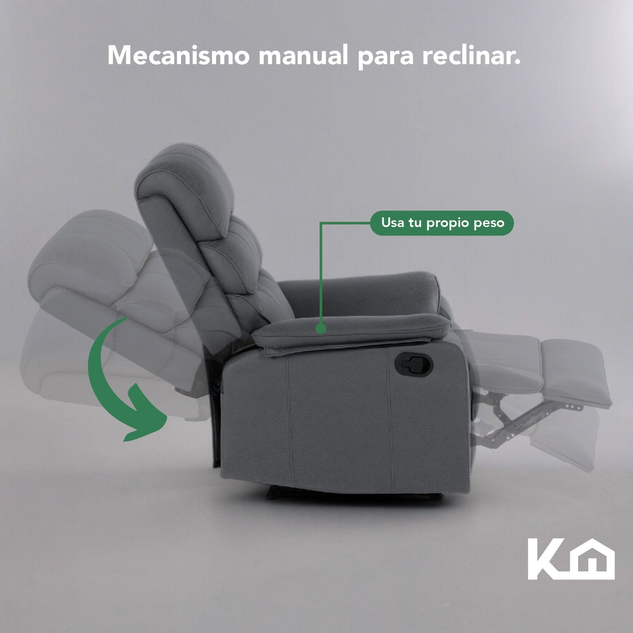 Sillón Reclinable De Tela Reposet Manual Individual
