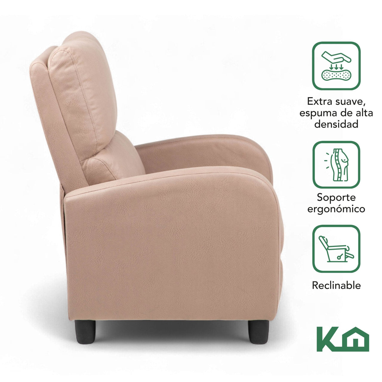 Sillon Reclinable Reposet Sofa Individual Tela Moderno Sala