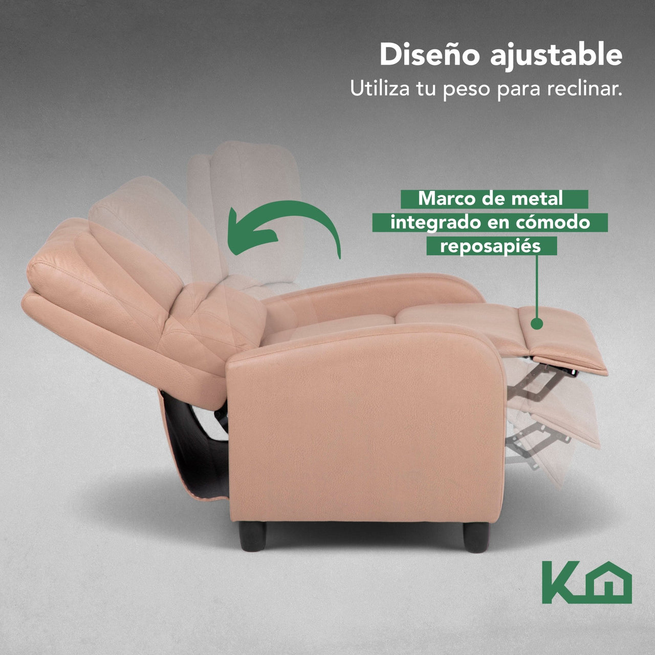 Sillon Reclinable Reposet Sofa Individual Tela Moderno Sala