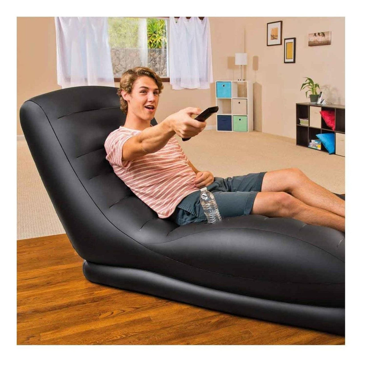 Sillon Silla Inflable Curvo Chaise Loung Negro Hogar Intex