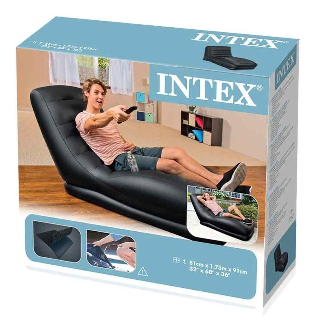 Sillon Silla Inflable Curvo Chaise Loung Negro Hogar Intex