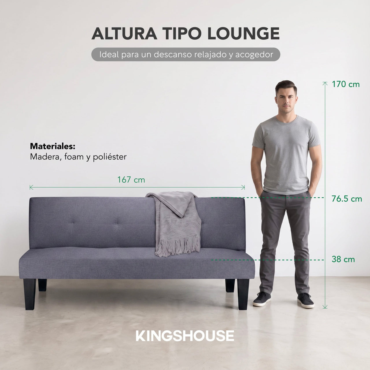 Sofá Cama Individual Reclinable Plegable de 3 Plazas