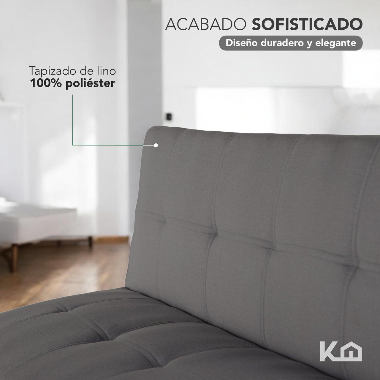 Sofá Cama Mia Individual Plegable y Reclinable Tapizado Lino