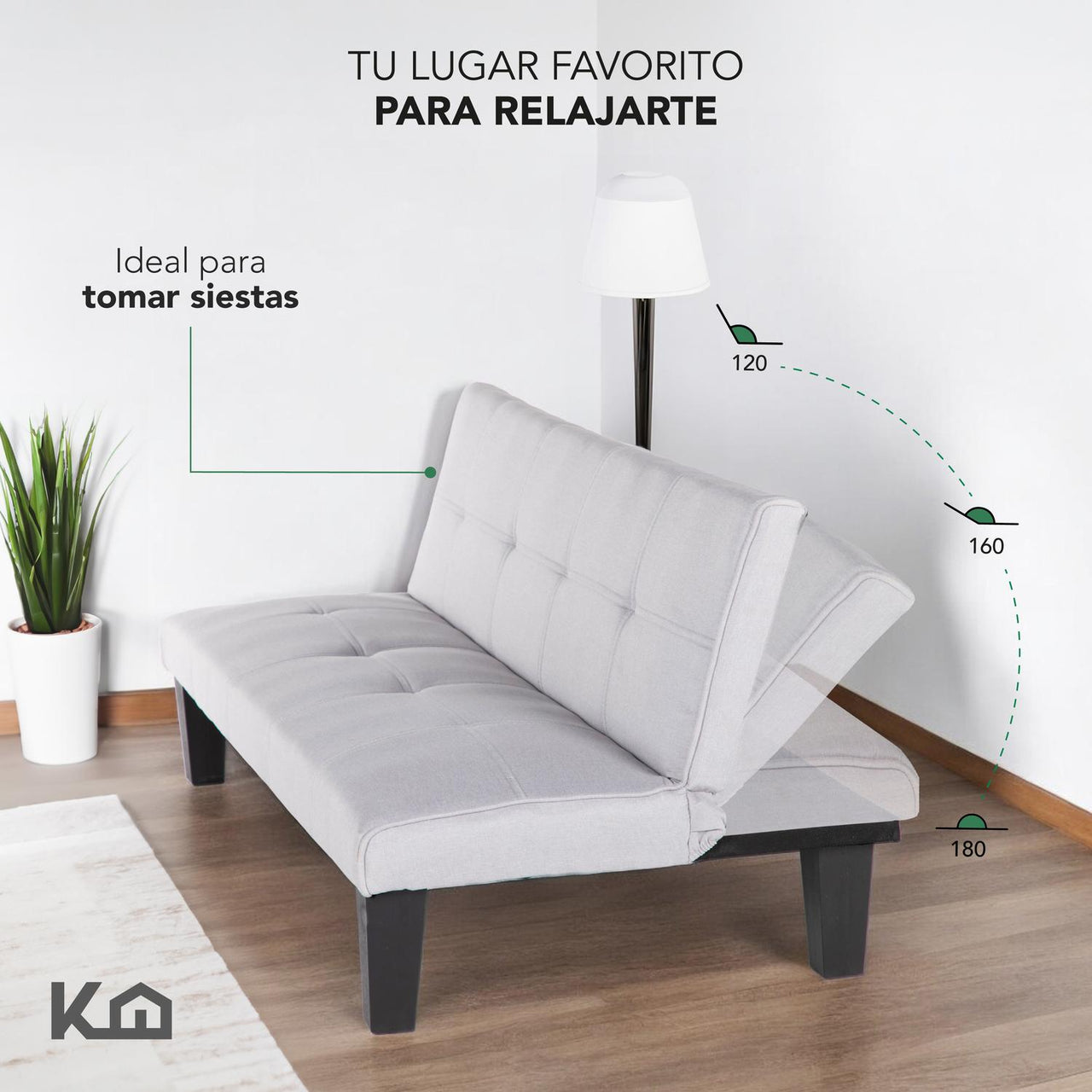 Sofá Cama Mia Individual Plegable y Reclinable Tapizado Lino
