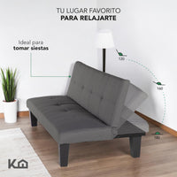 Thumbnail for Sofá Cama Mia Individual Plegable y Reclinable Tapizado Lino