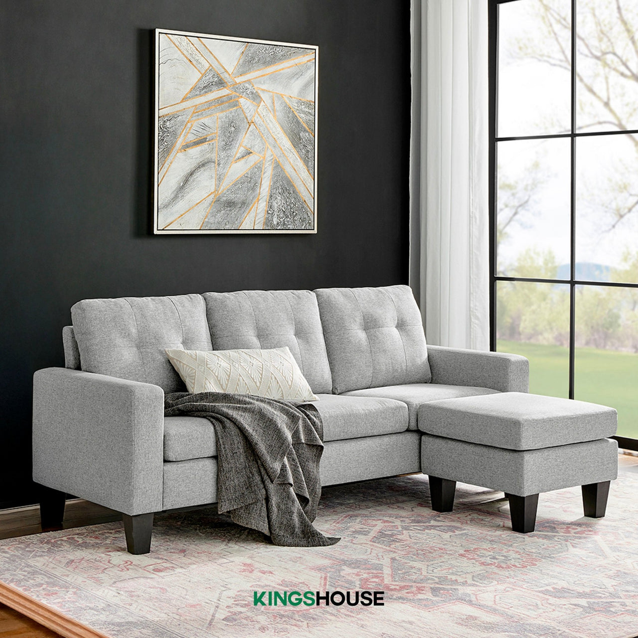 Sofá Sala Esquinera Izquierda Sillón Reversible Madera