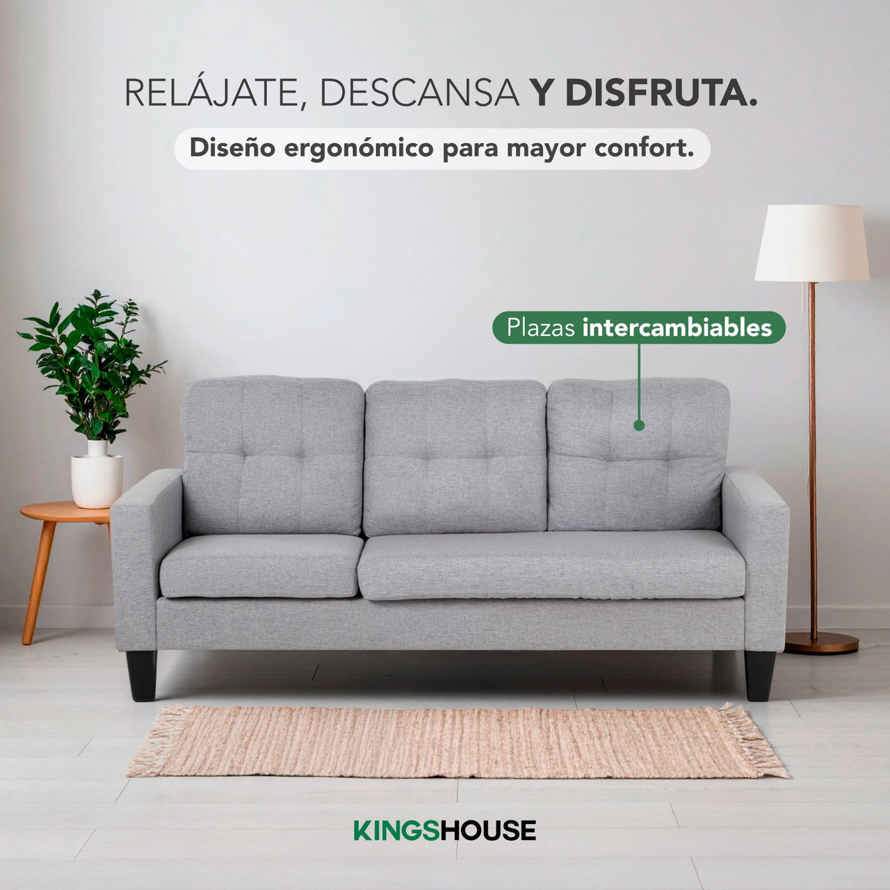Sofá Sala Esquinera Izquierda Sillón Reversible Madera
