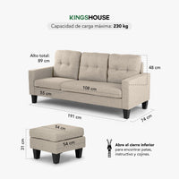 Thumbnail for Sofá Sala Esquinera Izquierda Sillón Reversible Madera