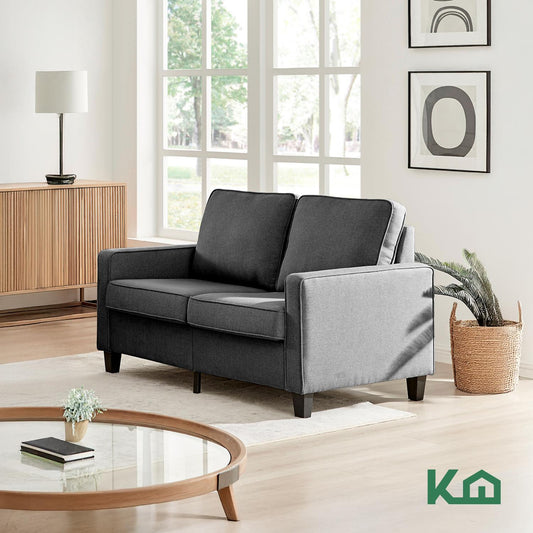 Sofá Sillón Loveseat 2 Plazas Sala Moderna Madera + CojinesSOB - GALA2 - GRI