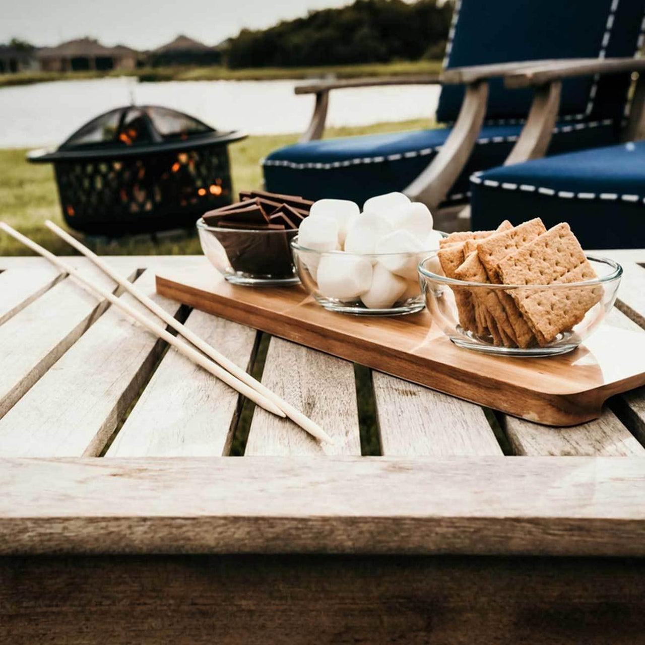 Tazon Platon Bowl 3pzs + Bandeja Servir Madera Cocina Libbey