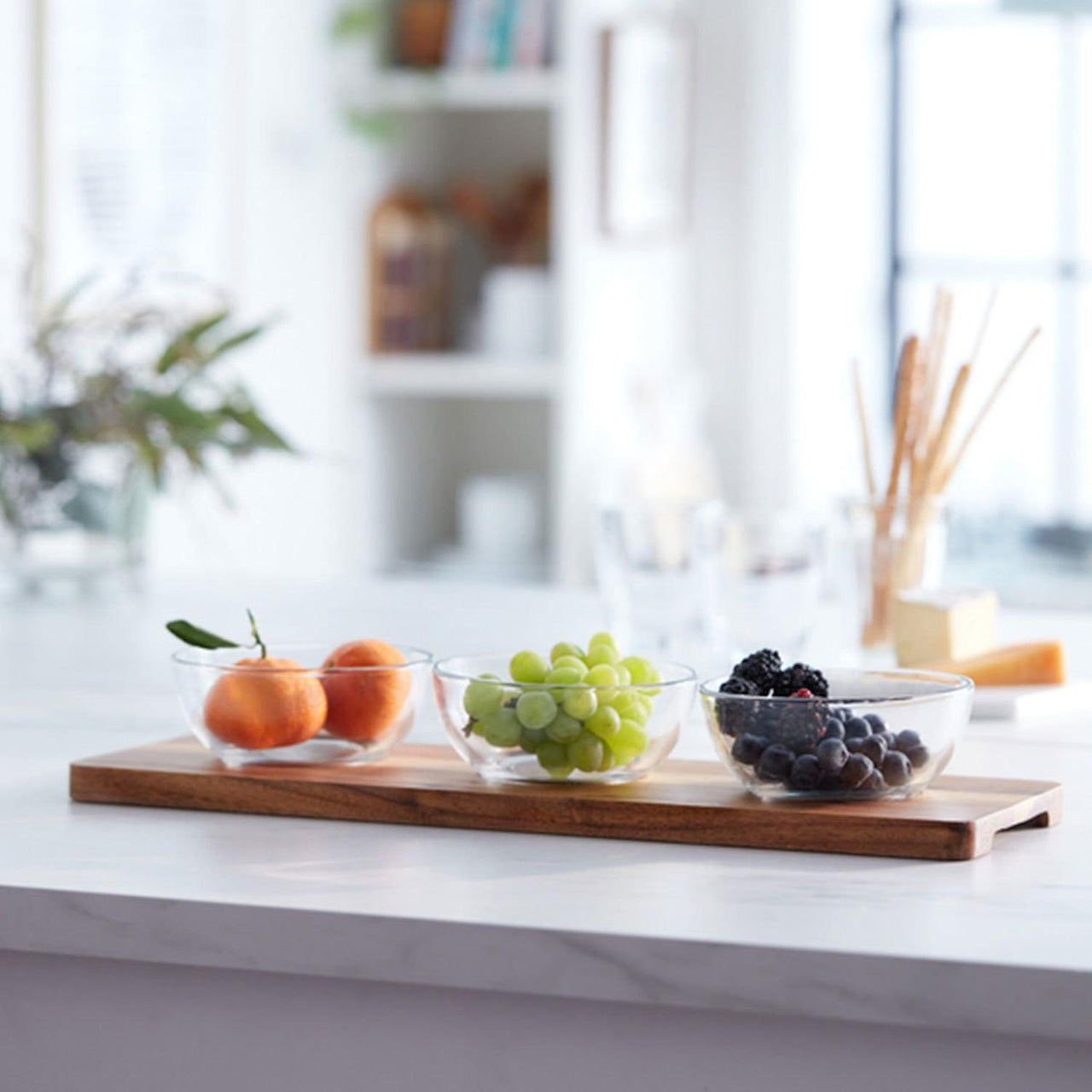 Tazon Platon Bowl 3pzs + Bandeja Servir Madera Cocina Libbey