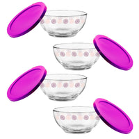 Thumbnail for Tazones De Vidrio Con Tapa Plástica Libbey 435ml 4 Piezas