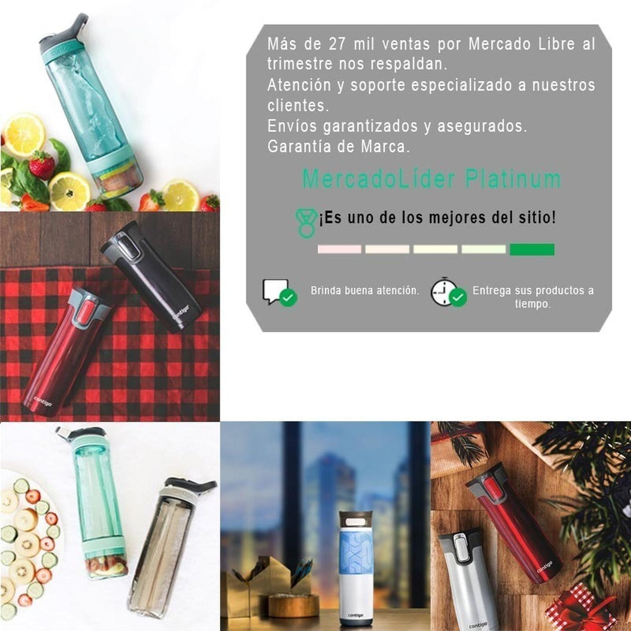Termo 16 Oz Acero Inox West Loop 2.0 Autoseal 2 Pzs Contigo