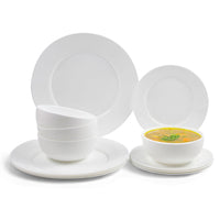 Thumbnail for Vajilla 12 Pzas Moderna de Opal Blanca 4 personas KingsHouse