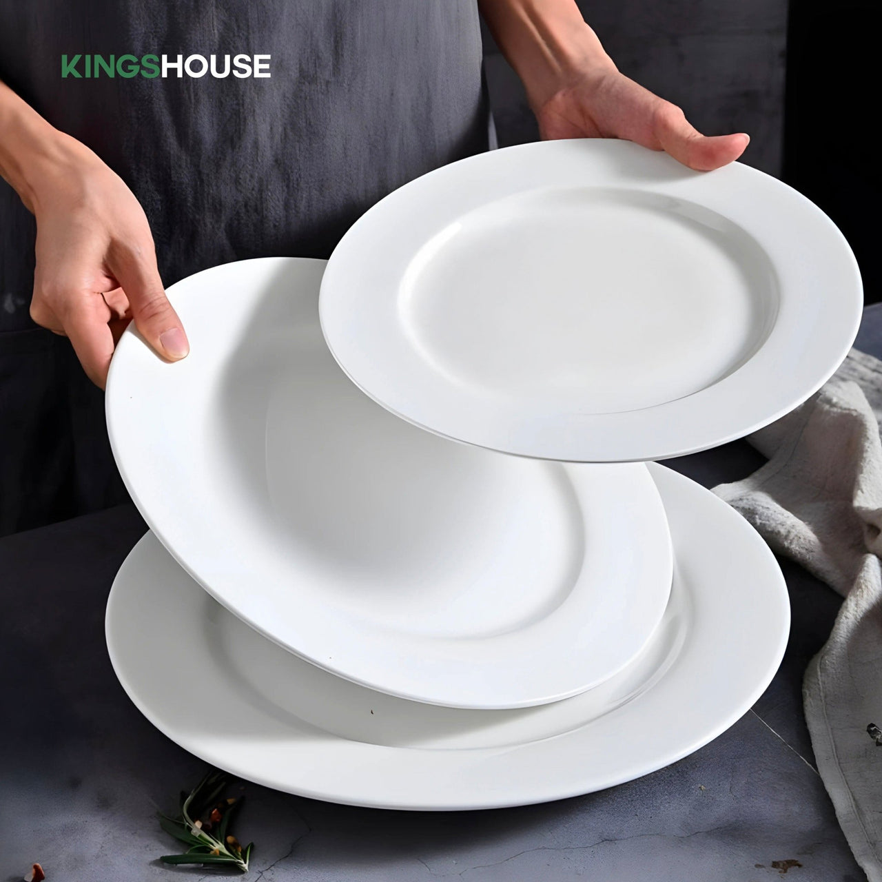 Vajilla 12 Pzas Moderna de Opal Blanca 4 personas KingsHouse