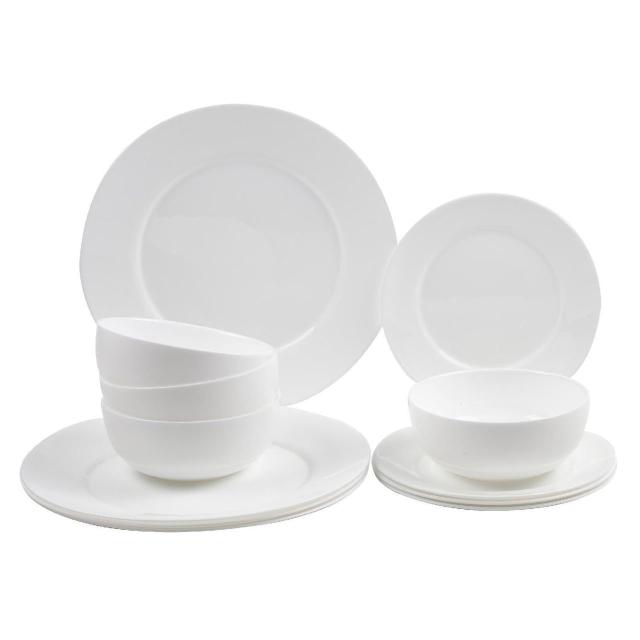 Vajilla 12 Pzas Moderna de Opal Blanca 4 personas KingsHouse