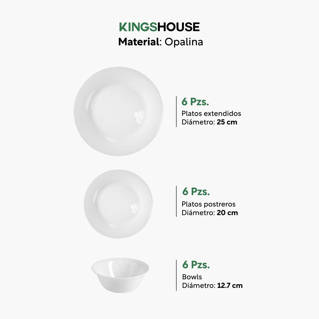 Vajilla Opal 31Pzas Redonda Para 6 Personas Moderna Elegante