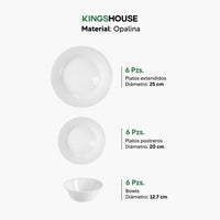 Thumbnail for Vajilla Opal 31Pzas Redonda Para 6 Personas Moderna Elegante